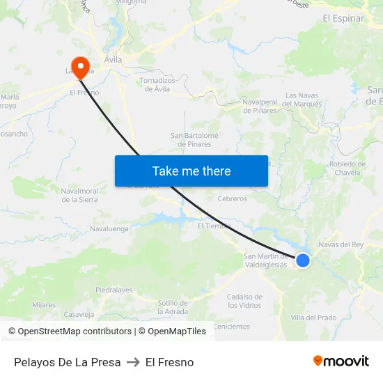 Pelayos De La Presa to El Fresno map