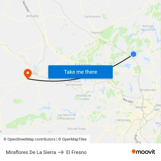 Miraflores De La Sierra to El Fresno map
