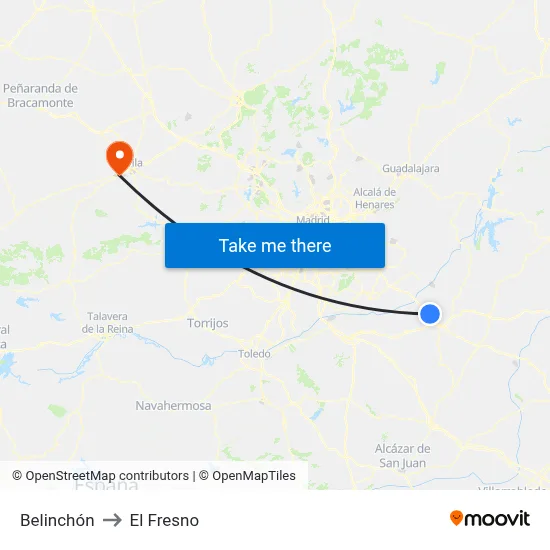 Belinchón to El Fresno map