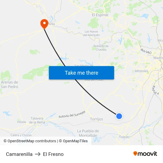 Camarenilla to El Fresno map