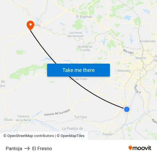 Pantoja to El Fresno map