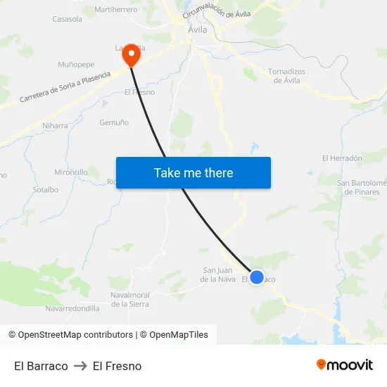 El Barraco to El Fresno map