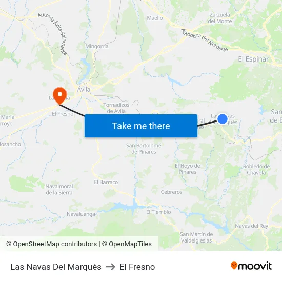 Las Navas Del Marqués to El Fresno map