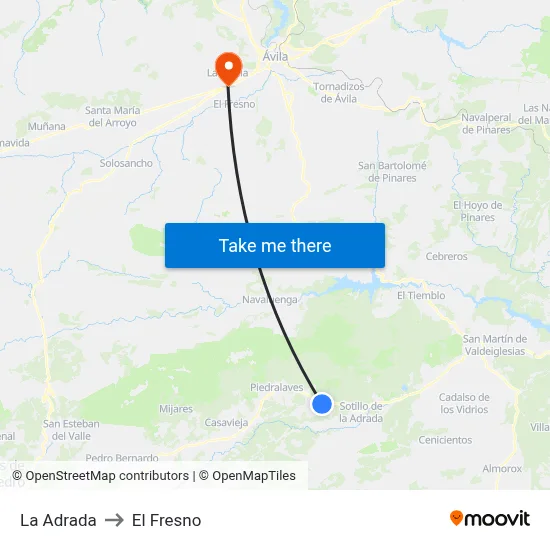 La Adrada to El Fresno map