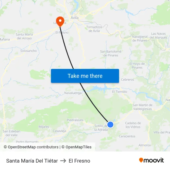 Santa María Del Tiétar to El Fresno map