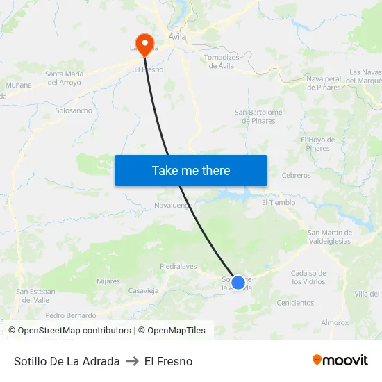 Sotillo De La Adrada to El Fresno map