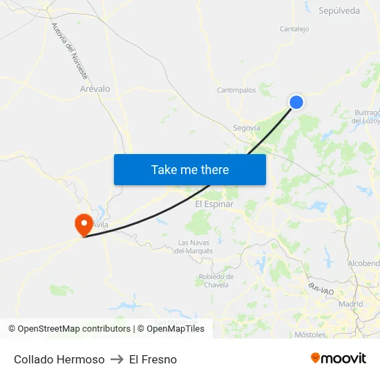 Collado Hermoso to El Fresno map
