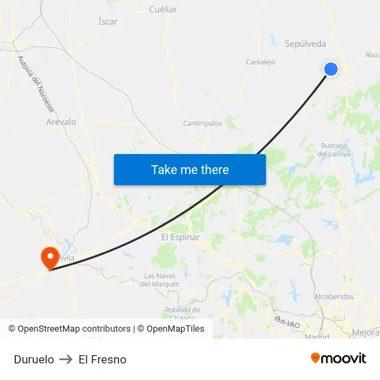 Duruelo to El Fresno map