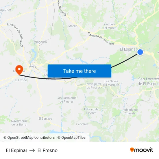 El Espinar to El Fresno map
