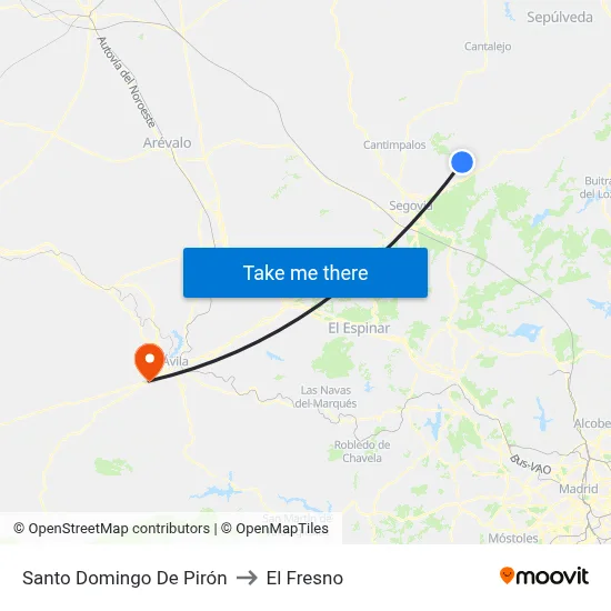 Santo Domingo De Pirón to El Fresno map