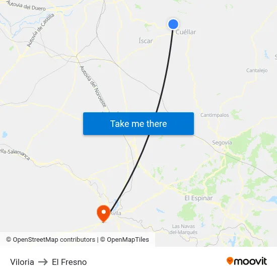 Viloria to El Fresno map