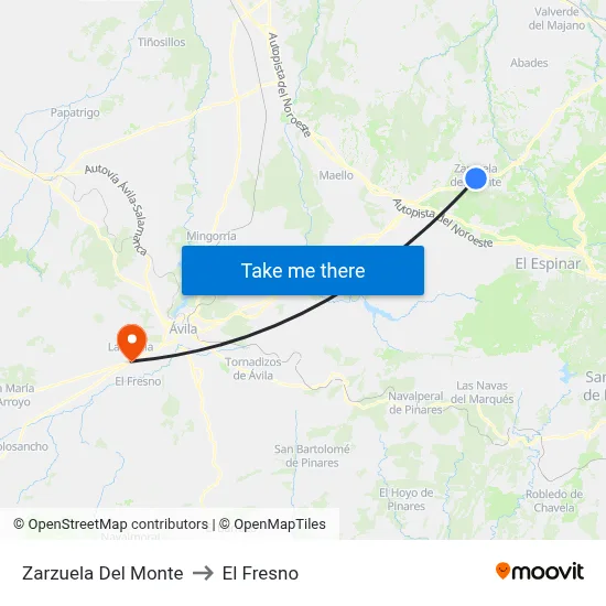 Zarzuela Del Monte to El Fresno map