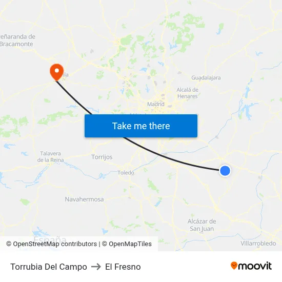 Torrubia Del Campo to El Fresno map