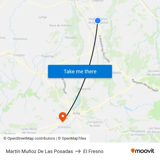 Martín Muñoz De Las Posadas to El Fresno map