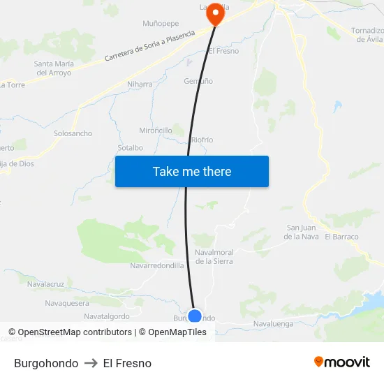 Burgohondo to El Fresno map