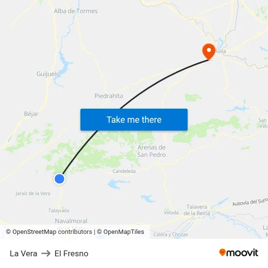 La Vera to El Fresno map