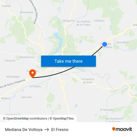 Mediana De Voltoya to El Fresno map