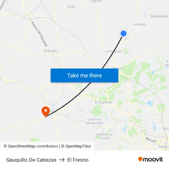 Sauquillo De Cabezas to El Fresno map