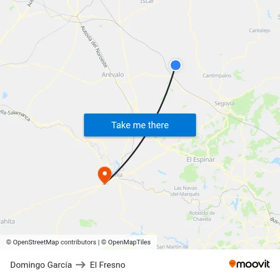 Domingo García to El Fresno map