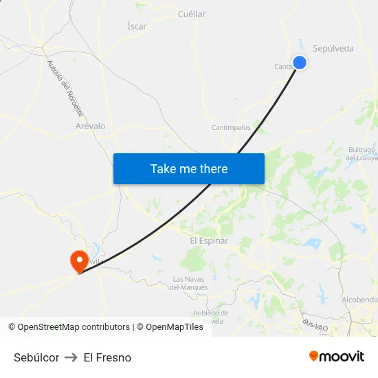 Sebúlcor to El Fresno map