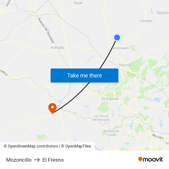 Mozoncillo to El Fresno map