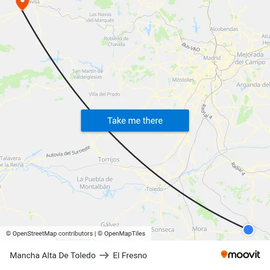 Mancha Alta De Toledo to El Fresno map