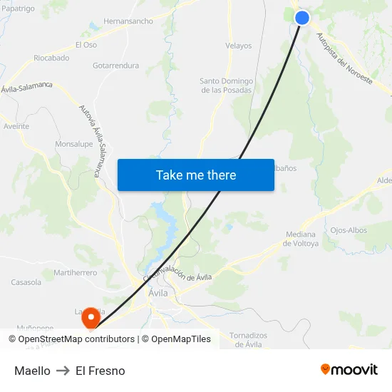 Maello to El Fresno map