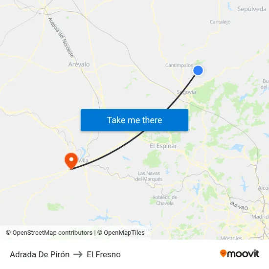 Adrada De Pirón to El Fresno map