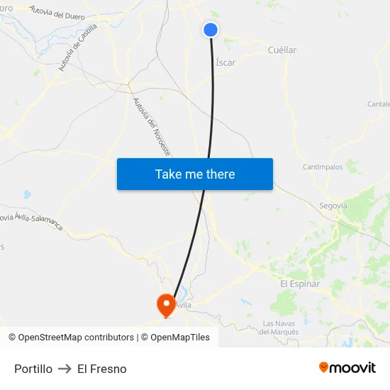 Portillo to El Fresno map