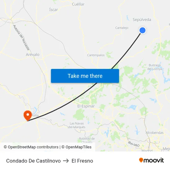 Condado De Castilnovo to El Fresno map