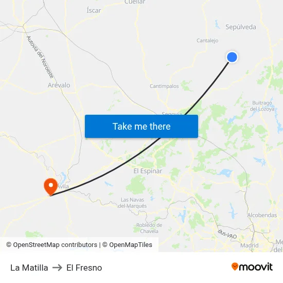 La Matilla to El Fresno map