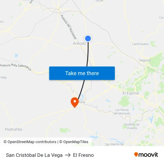 San Cristóbal De La Vega to El Fresno map
