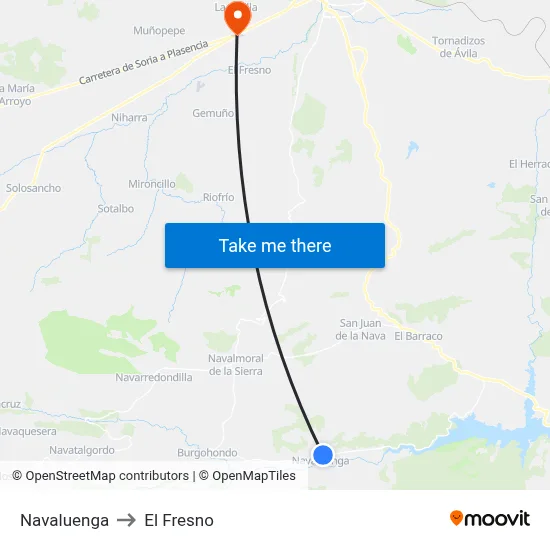 Navaluenga to El Fresno map