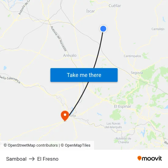 Samboal to El Fresno map
