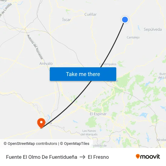 Fuente El Olmo De Fuentidueña to El Fresno map