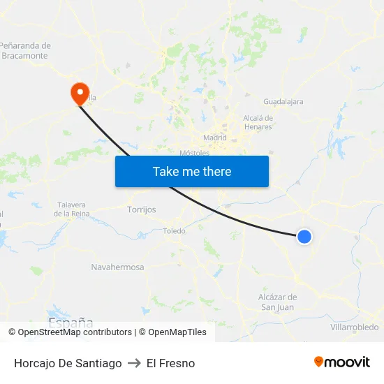 Horcajo De Santiago to El Fresno map