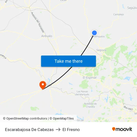 Escarabajosa De Cabezas to El Fresno map