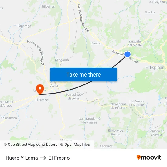 Ituero Y Lama to El Fresno map