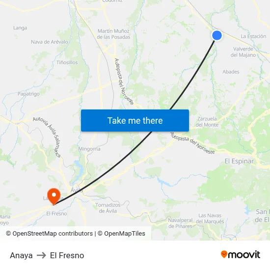 Anaya to El Fresno map
