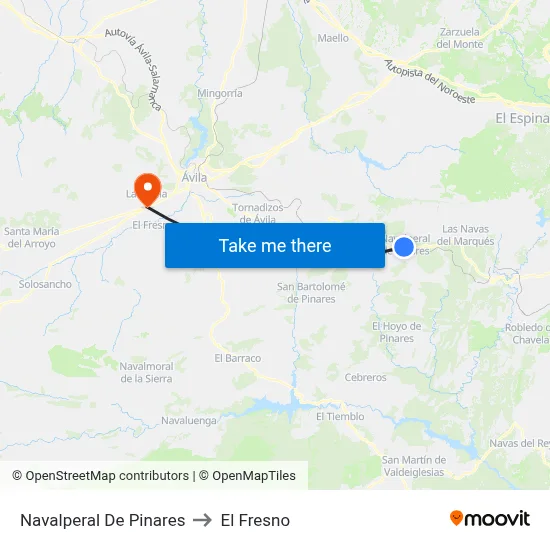 Navalperal De Pinares to El Fresno map