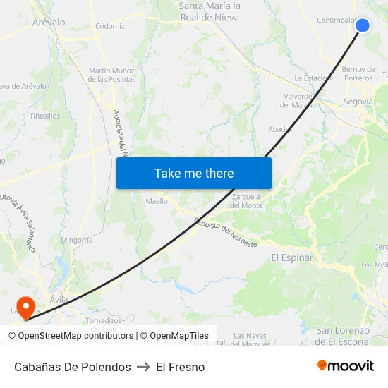 Cabañas De Polendos to El Fresno map