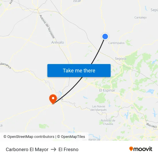 Carbonero El Mayor to El Fresno map