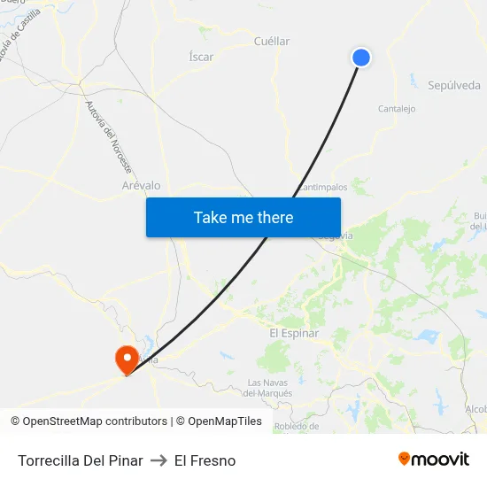 Torrecilla Del Pinar to El Fresno map
