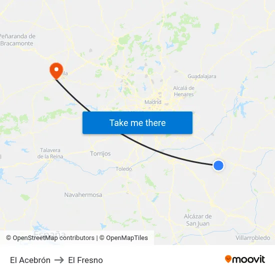 El Acebrón to El Fresno map