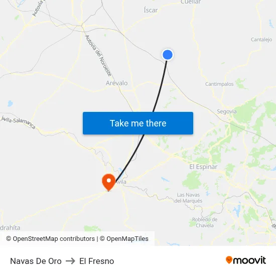 Navas De Oro to El Fresno map