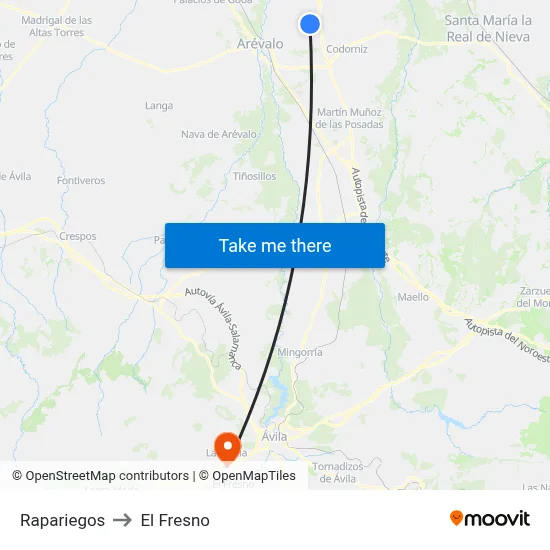 Rapariegos to El Fresno map