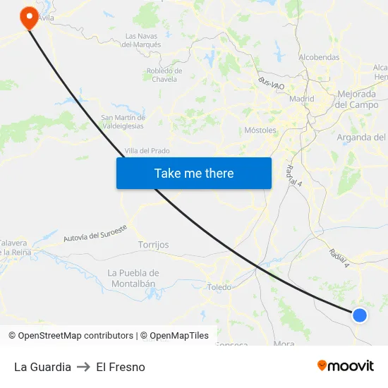 La Guardia to El Fresno map