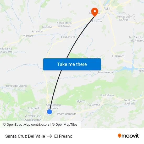 Santa Cruz Del Valle to El Fresno map