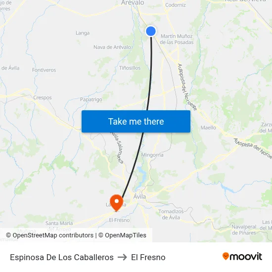 Espinosa De Los Caballeros to El Fresno map