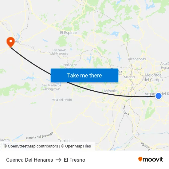 Cuenca Del Henares to El Fresno map